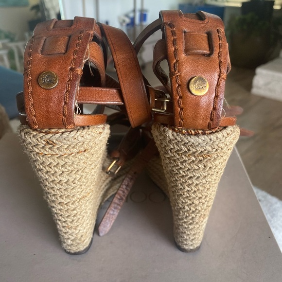Burberry wedges size 7 with double straps that wrap up your leg. - Picture 5 of 8